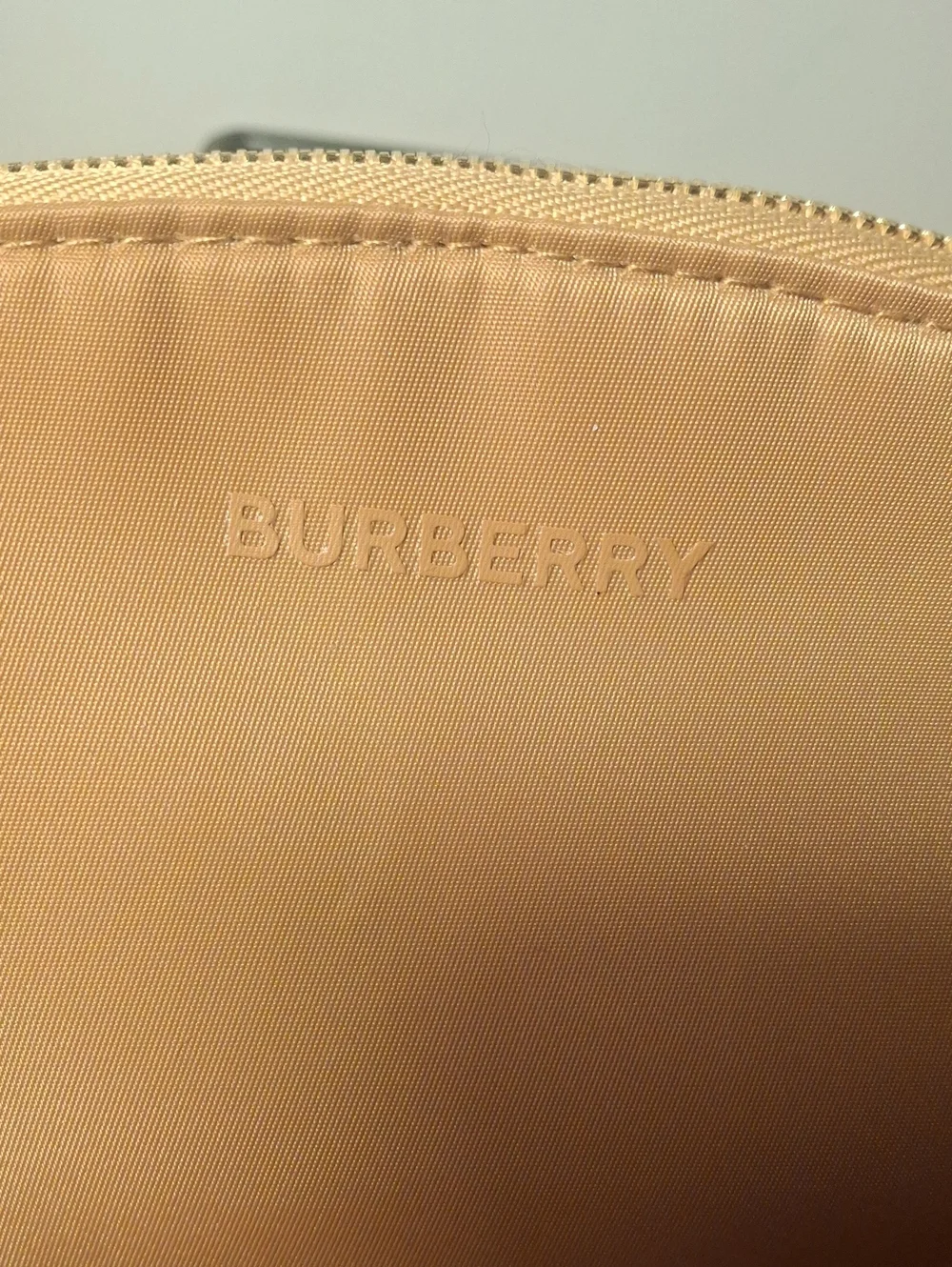 Burberry Peach Dome Cosmetic Pouch with Embossed Logo